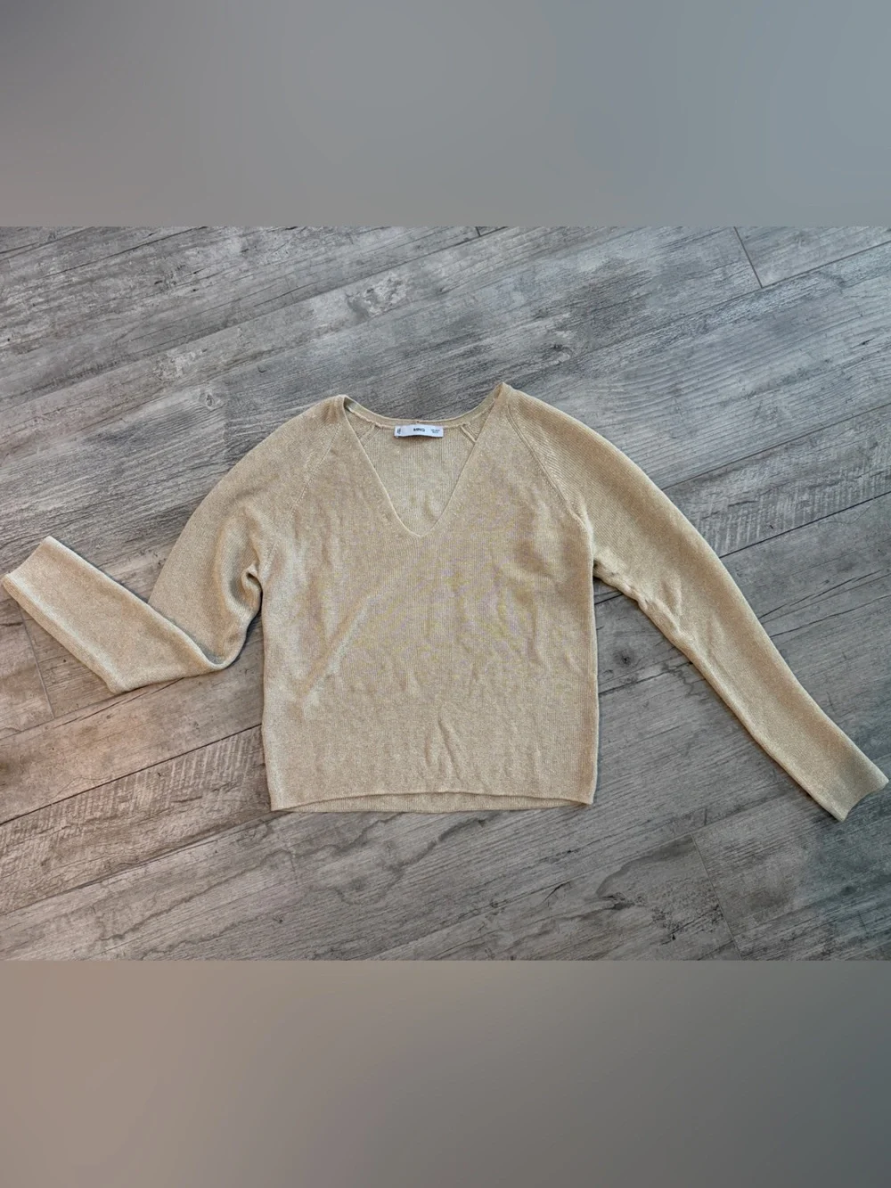 Mango Metallic Gold Knit Top